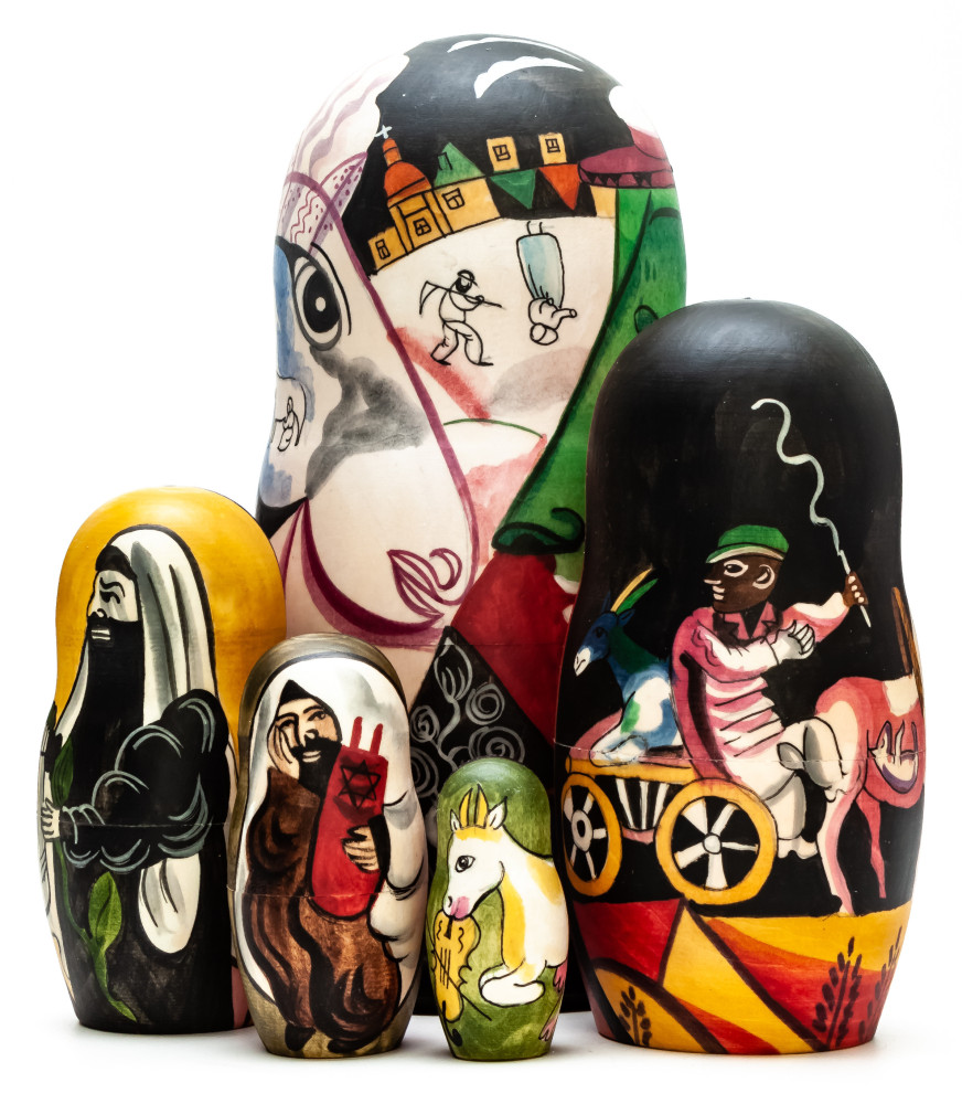 180 mm  The Village by Chagall hand painted on wooden Matryoshka doll 5 pcs (by Alexander Famous Paintings Studio)