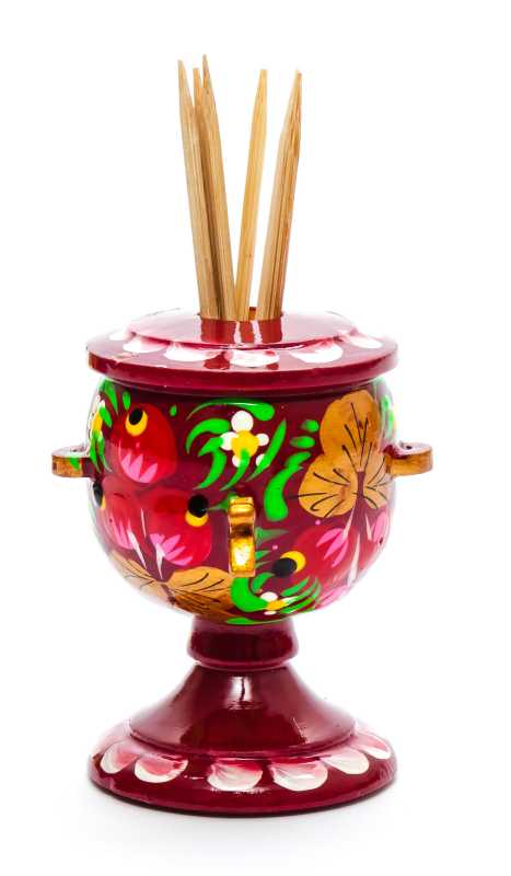 60 mm Wooden Toothpick in hand painted Samovar Holder (by Skazka)