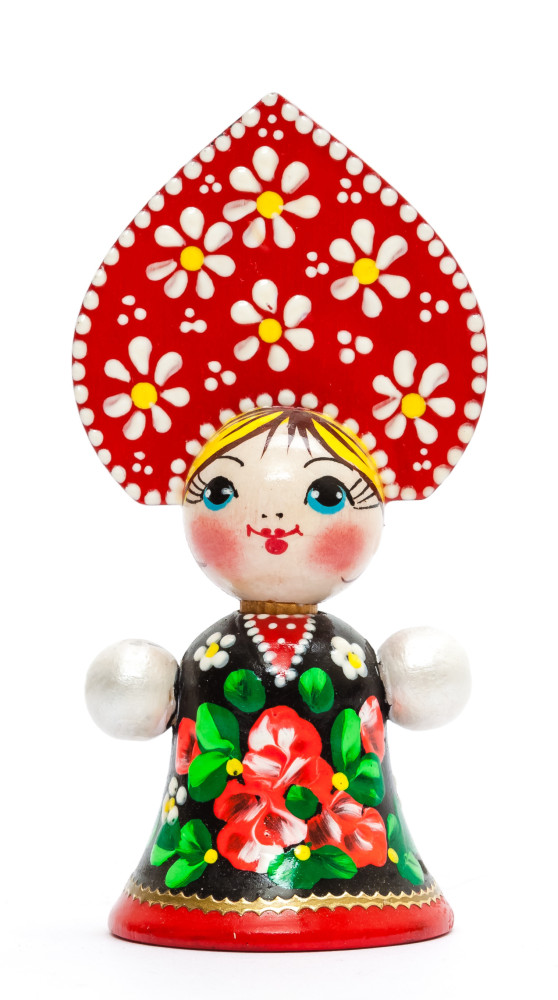 85 mm Russian Girl in Kokoshnik hand painted Wooden Doll (by Summer Shine)