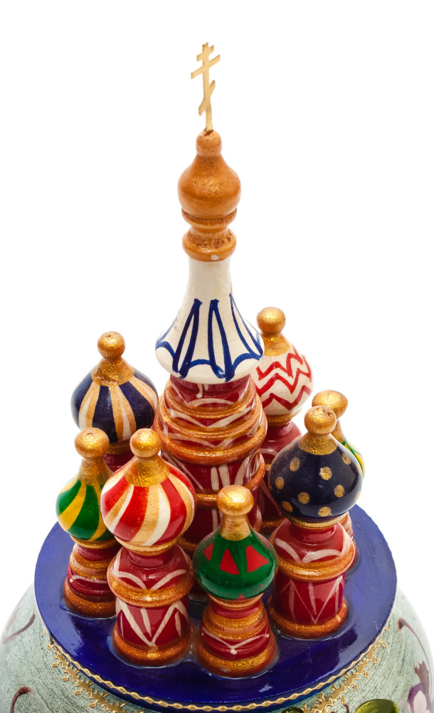 210 mm Saint Basil's Cathedral Zhostovo Art hand painted Wooden Music Box (by Nightingale Crafts)
