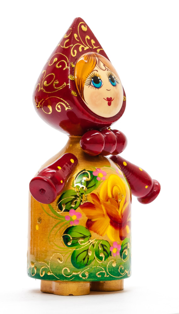 120 mm Russian Girl in Kokoshnik hand painted Wooden Doll (by Summer Shine)