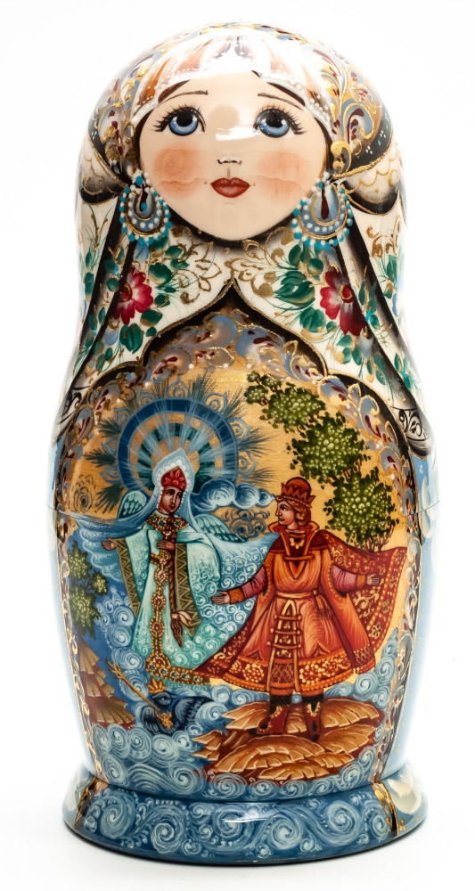 180 mm The Frog Princess hand painted wooden Matryoshka doll 5 pcs (by A Studio)