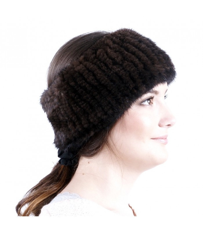 Mahagony Knitted Mink Fur Headband
