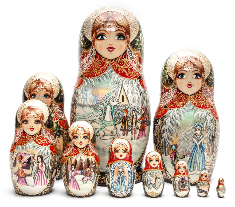 Shop Exclusive Nesting Dolls 320 mm The Snow Queen handpainted Wooden Matryoshka Doll 10 pcs (by Skazka) online at Skazka.site | Eligible for fast shipping and free returns. 320 mm The Snow Queen handpainted Wooden Matryoshka Doll 10 pcs (by Skazka)