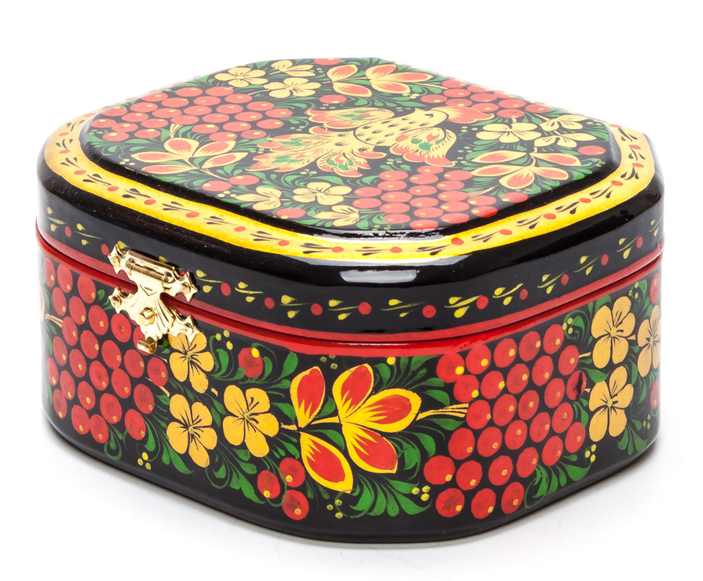 120x100 mm Khokhloma Painting Jewellery Wooden Box