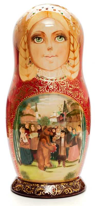 280mm Russian Festivities hand painted Matryoshka round Doll 10pcs (by Golden Cockerel)