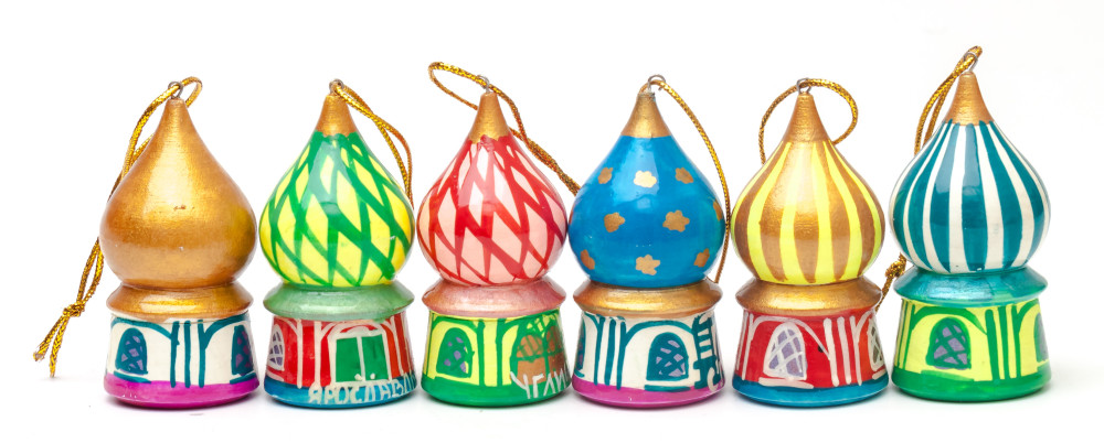 220x70 mm Moscow Domes Russian Christmas Tree Ornaments set of 6 pcs (by Andrey Studio)