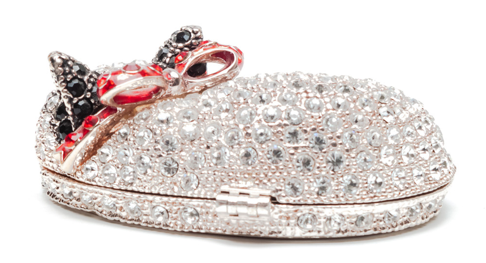 70 mm Cat with the Rhinestones Silver Jewellery Box