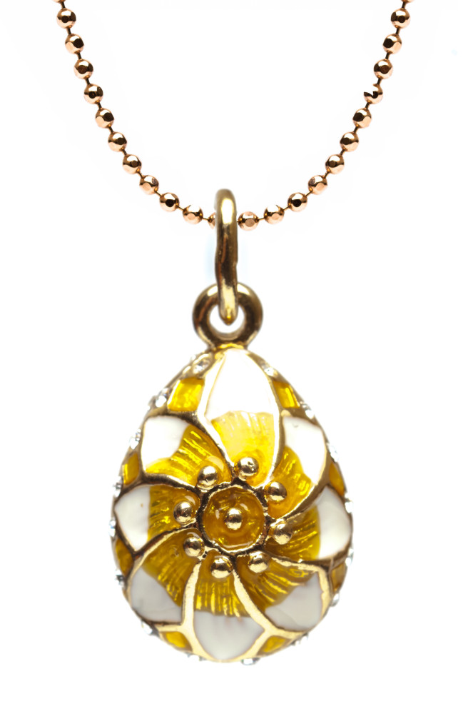 Flower White and Yellow Egg Pendant