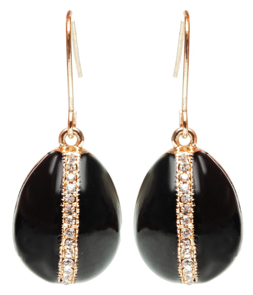 15x35 mm Dark Drops Black Egg Shaped Earrings