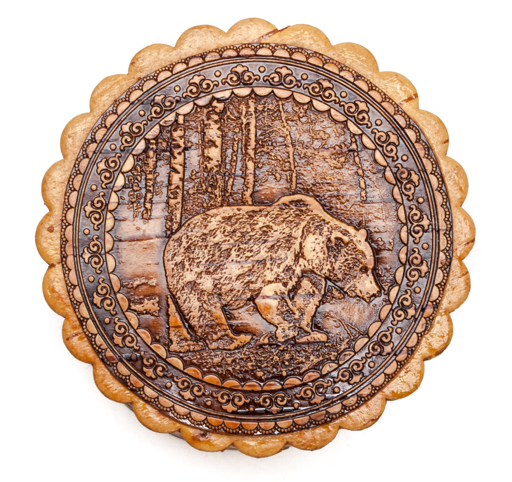 d 60 mm Bear hand made Birchbark Jewelry Box (by Maxim Birch)