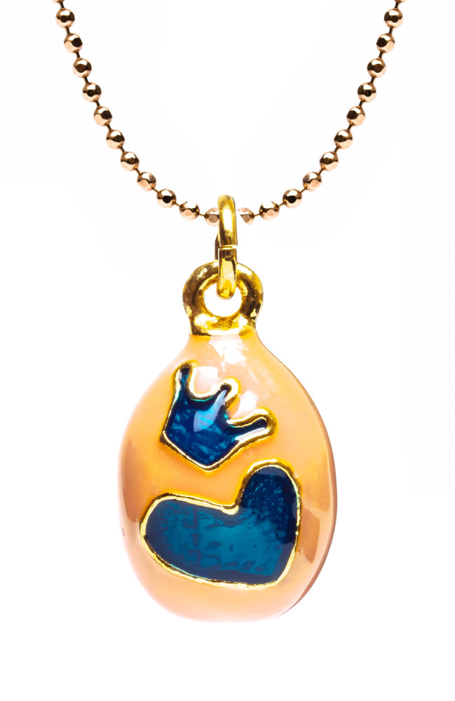 Heart an a Crown Pink Egg Pendant