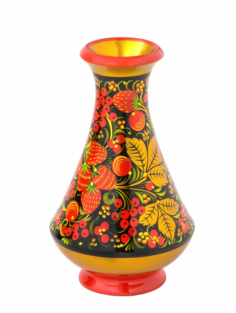 160x95 mm Khokhloma hand painted wooden Vase (by Golden Khokhloma)