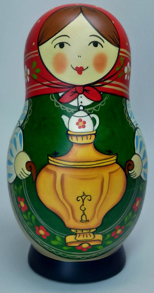 Shop Exclusive Nesting Dolls 125 mm Mistress with Samovar hand painted Traditional Russian Wooden Matryoshka doll 5 pcs (by Igor Malyutin) online at Skazka.site | Eligible for fast shipping and free returns. 125 mm Mistress with Samovar hand painted Traditional Russian Wooden Matryoshka doll 5 pcs (by Igor Malyutin)