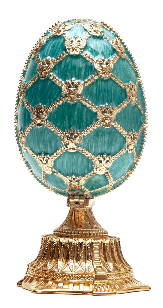 115 mm Light Blue Easter Egg with the Crown and Clock