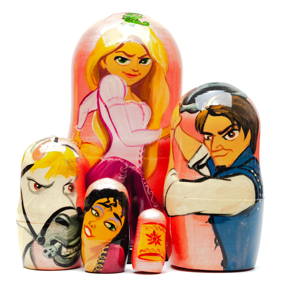 180mm Tangled Hand Painted Matryoshka Doll 5 pcs (by Konstantin Studio)