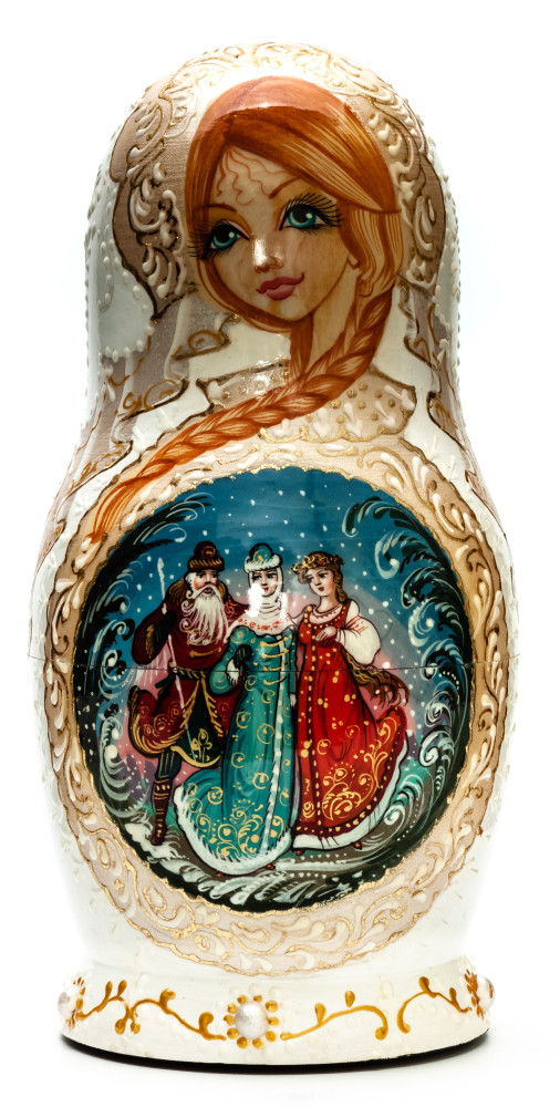 180 mm Snowmaiden handpainted Wooden Matryoshka Doll 5 pcs (by Sheherazade)