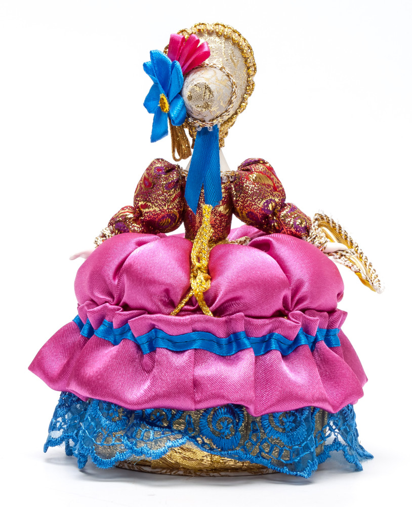Girl with Fan in a nice Hat and dress of the 18th century style hand-sewn Doll with Jewelry Box (by Le Russe)