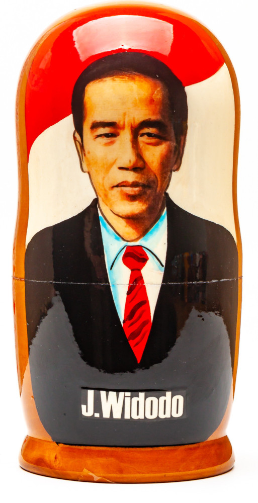 180mm Joko Widodo Handmade wooden Matryoshka Nesting Doll 5 pcs (by Konstantin Studio)
