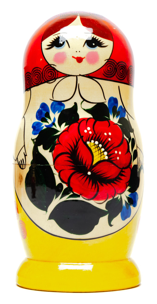 170 mm Russian Tradithional Semyonovskaya Hand Painted Matryoshka Doll 5pcs (by Alena Crafts)