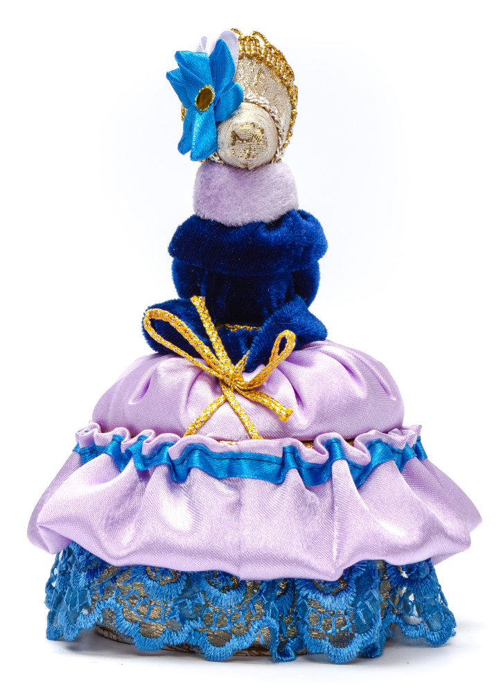 Girl with a Clutch in a Winter Hat and Dress of the 18th century style hand-sewn Doll with Jewelry Box (by Le Russe)