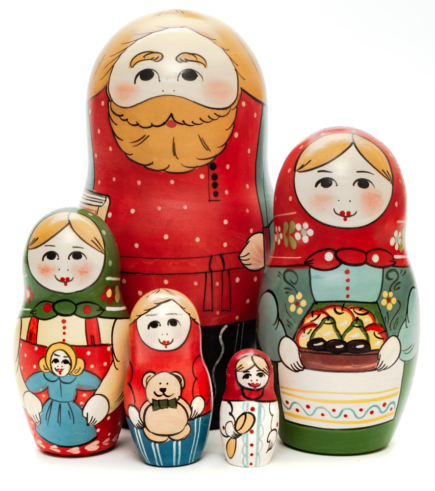 180 mm Man with a Book hand painted Traditional Russian Wooden Matryoshka round doll 5 pcs (by Sergey Malyutin)