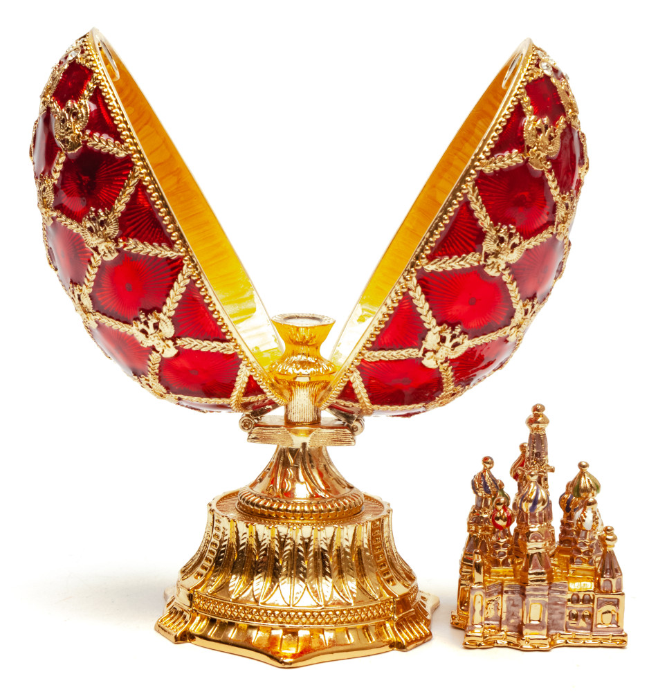 115 mm The Saint Basil Cathedral Red Easter Egg with the Figure inside