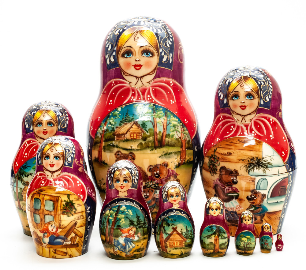Shop Exclusive Nesting Dolls 200mm Goldilocks and the Three Bears hand painted Matryoshka round Doll 5pcs (by Skazka) online at Skazka.site | Eligible for fast shipping and free returns. 200mm Goldilocks and the Three Bears hand painted Matryoshka round Doll 5pcs (by Skazka)