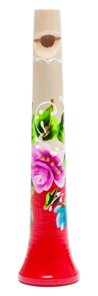 130 mm Zhostovo hand painted Wooden Whistle (by Skazka)