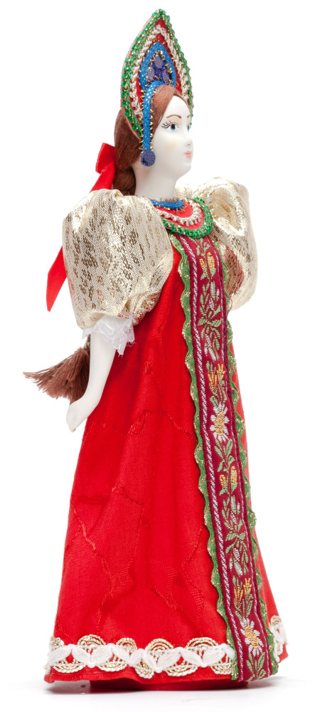 Porcelain Doll in a Russian Dress and Kokoshnik - 11 Inches (by Le Russe)