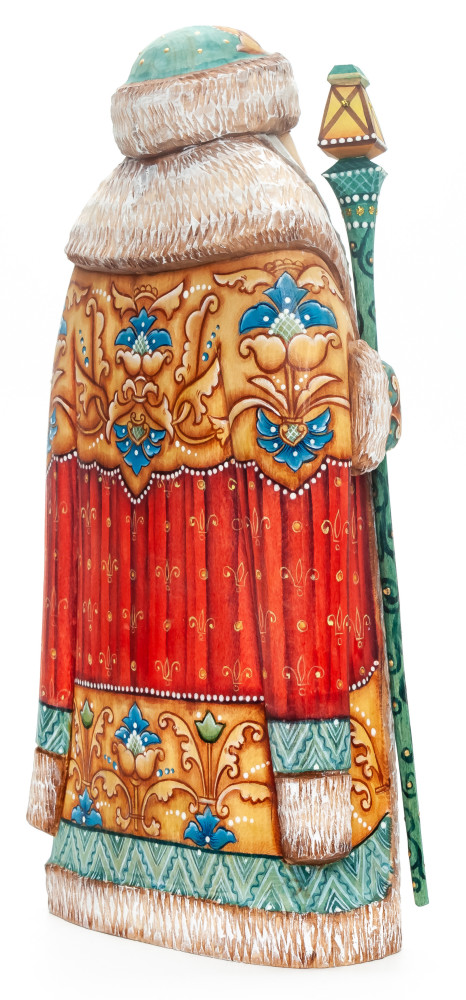 240 mm Santa with a Magic Staff with Carved Wood Hand Painted Collectible Figurine  (by Sergey Christmas Workshop)