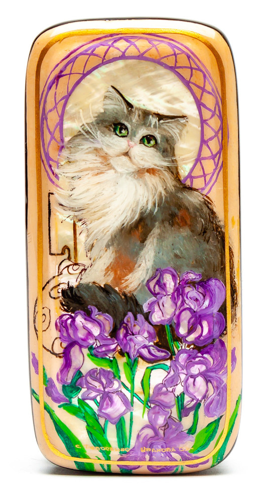 50x100mm The Cat Hand Painted Jewellery Box (by Tatiana Shkatulka Crafts)