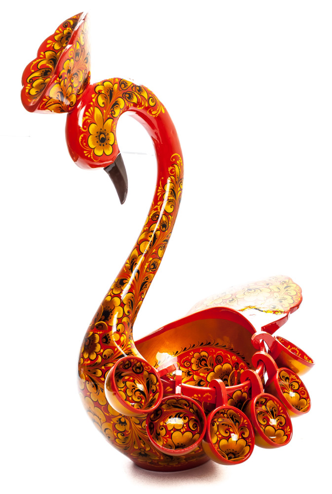 210x330 mm Duck Khokhloma hand painted wooden Ladle for Wine with small Ladles