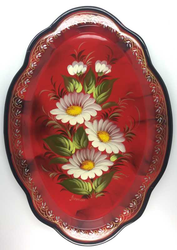 Zhostovo Hand Painted Metal Tray