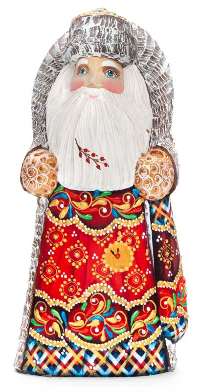 220 mm Santa with a Bag handpainted Wooden Carved Statue (by Natalia Nikitina Workshop)