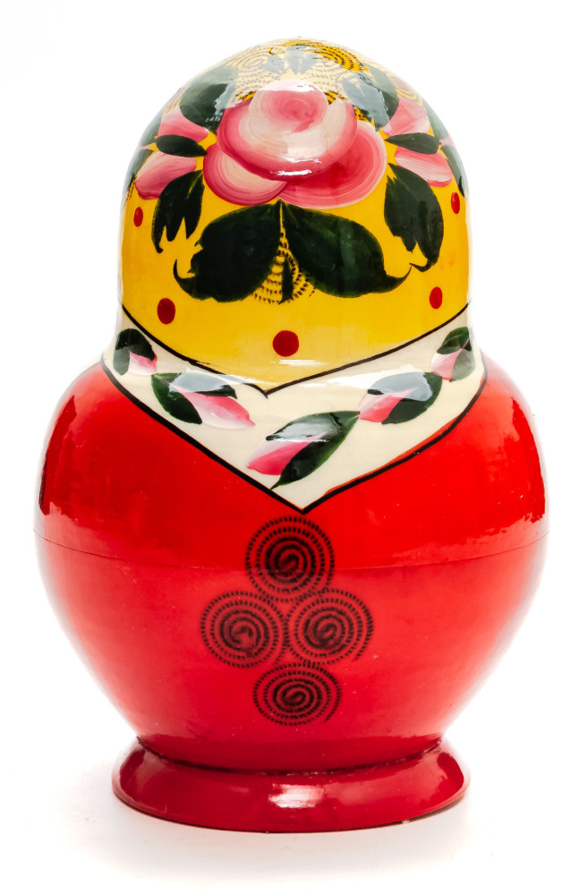 Semenovskaya Russian Matryoshka Nesting Doll yellow round 10 pcs inside