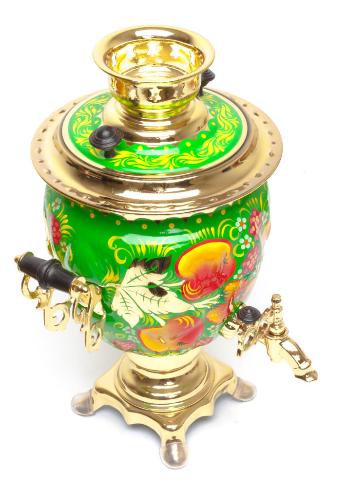 Apples hand painted Electric Samovar Kettle with Teapot and Tray