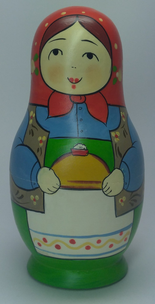 110 mm Mistress with Bread and Salt hand painted Traditional Russian Wooden Matryoshka doll 5 pcs (by Igor Malyutin)