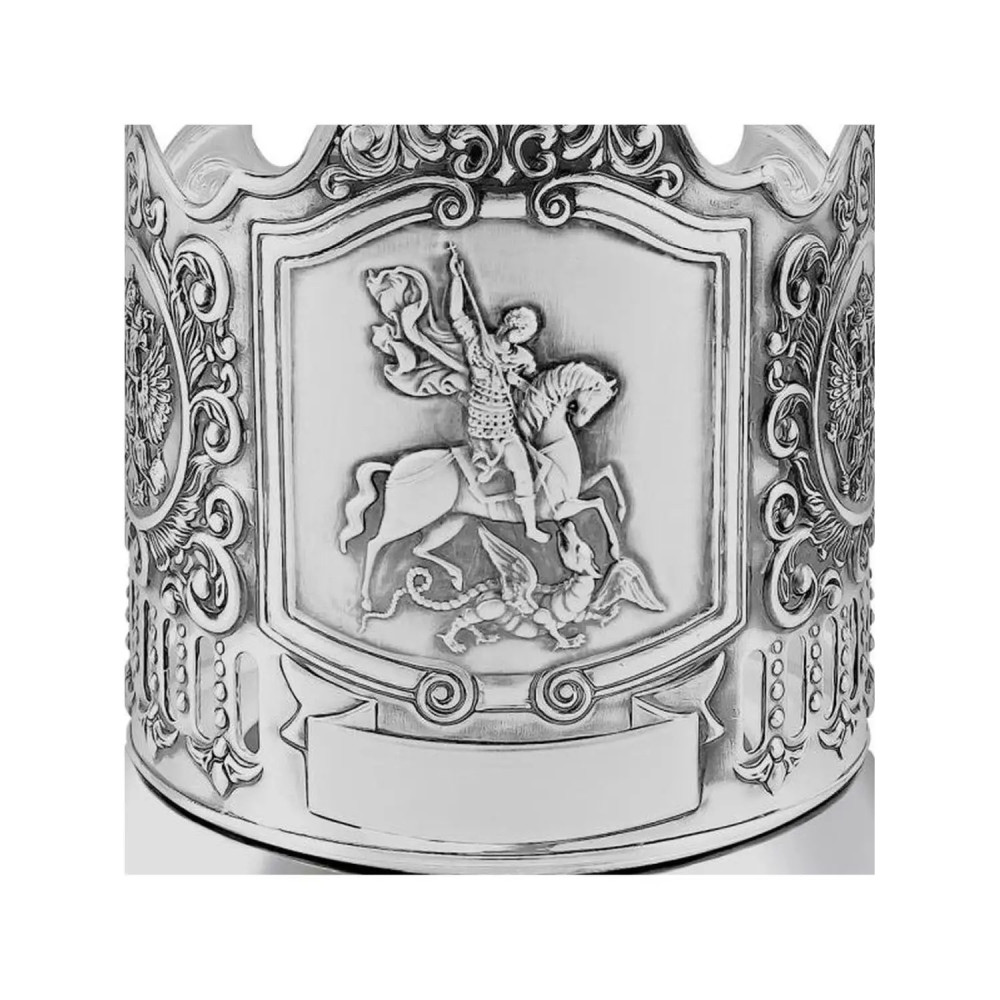 St. George the Victorious silver plated brass tea glass holder