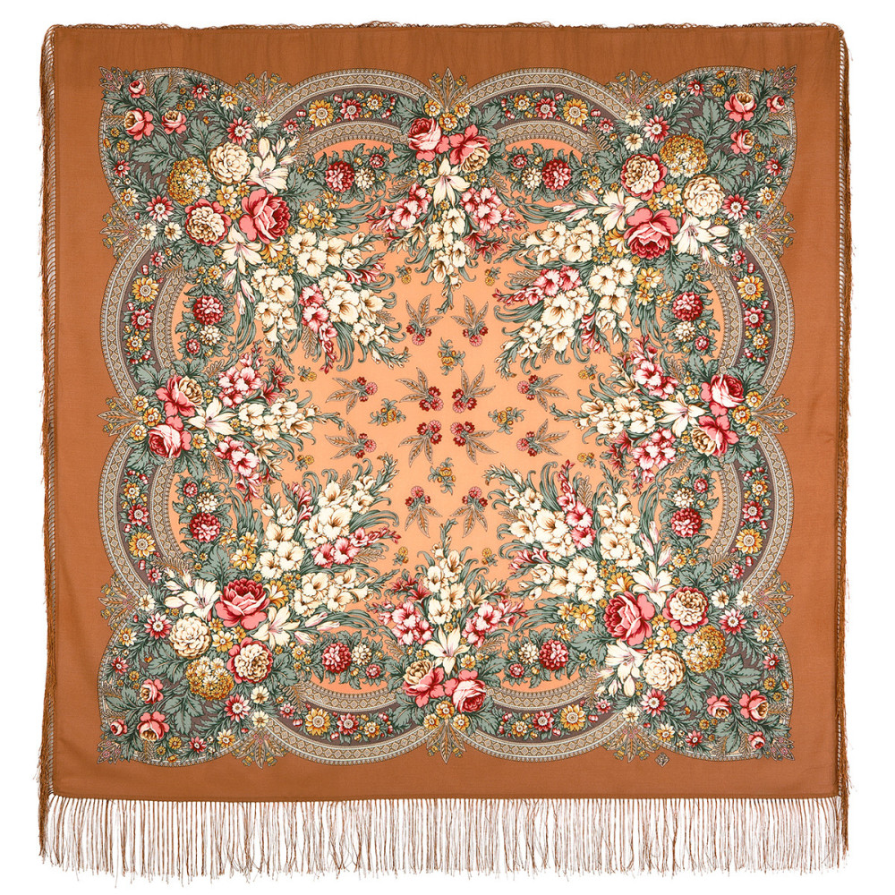 Shop Woolen Scarves with Silk Fringe 125x125 cm Платок «Златые дни» online at Skazka.site | Eligible for fast shipping and free returns. Платок «Златые дни»
