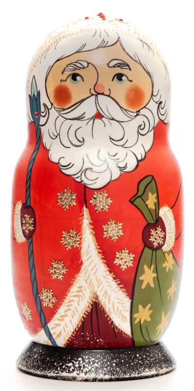 125 mm Santa Claus hand painted Traditional Russian Wooden Matryoshka doll 5 pcs (by Igor Malyutin)