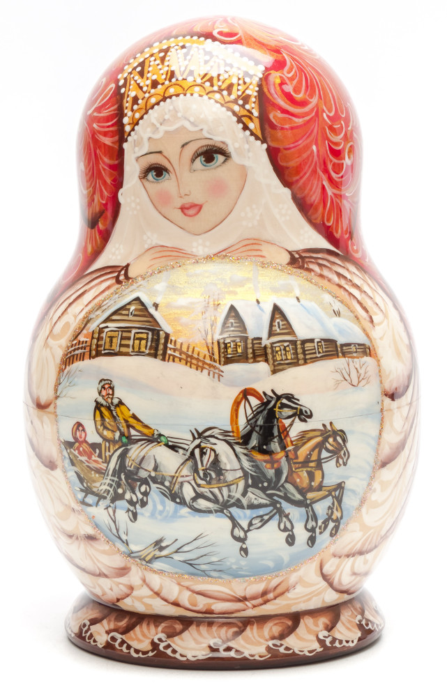 Shop Exclusive Nesting Dolls 180 mm Russian Troika handpainted Wooden Matryoshka round Doll 10 pcs (by Sheherazade) online at Skazka.site | Eligible for fast shipping and free returns. 180 mm Russian Troika handpainted Wooden Matryoshka round Doll 10 pcs (by Sheherazade)