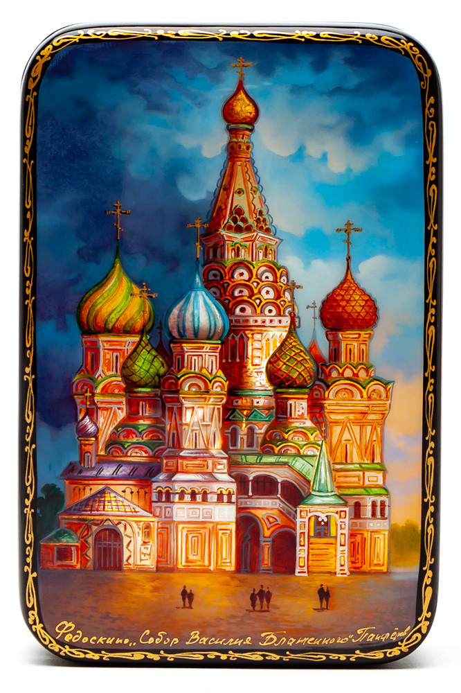 70x110mm Saint Basil Cathedral hand painted lacquered jewelery box (by Panferoff Studio)
