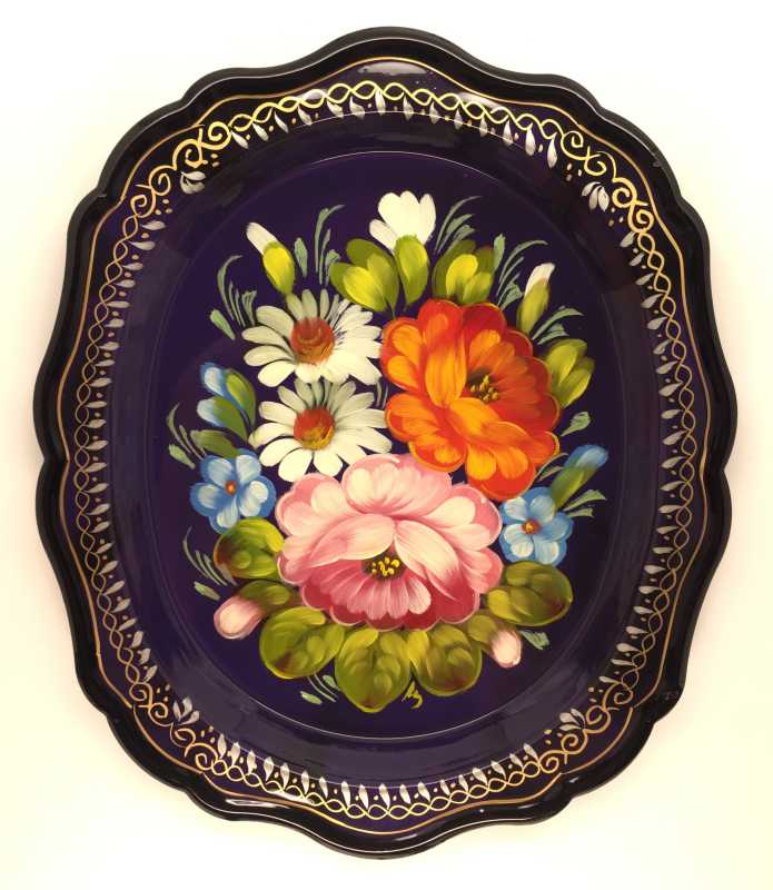 Zhostovo Hand Painted Metal Tray