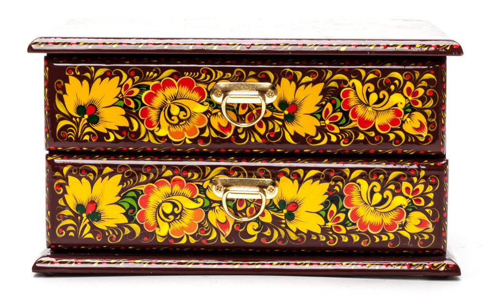 170x130 mm Khokhloma Painting Jewellery Wooden Box