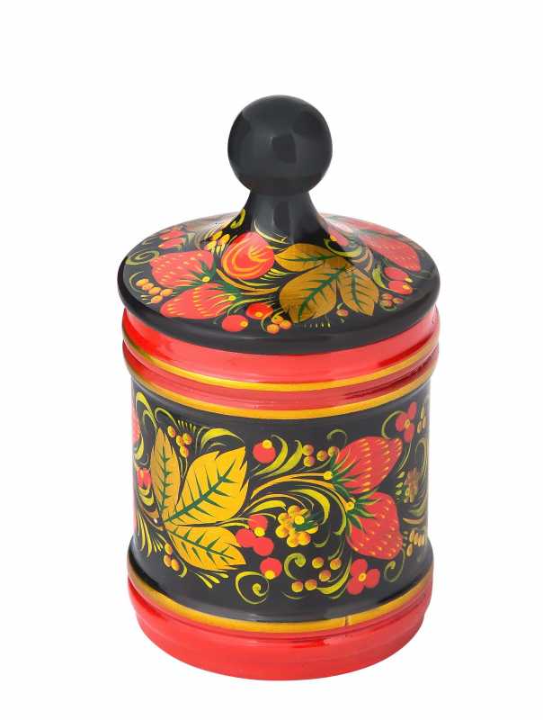125x70 mm Khokhloma hand painted wooden Tub (by Golden Khokhloma)