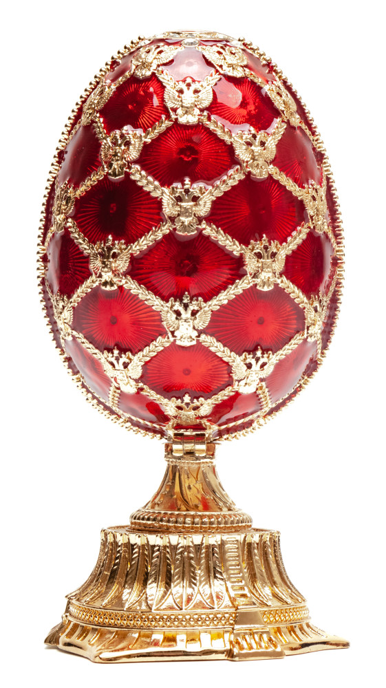 115 mm Red Easter Egg with the Crown and Clock