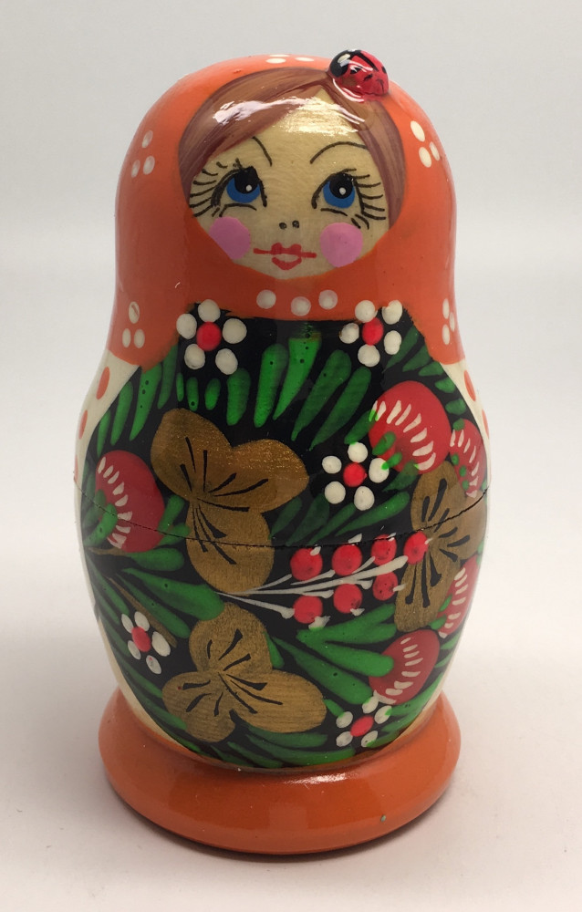 100 mm Maidan Art Hand Painted Matryoshka Doll with Ladybug 5 pcs (by Oleg Crafts)