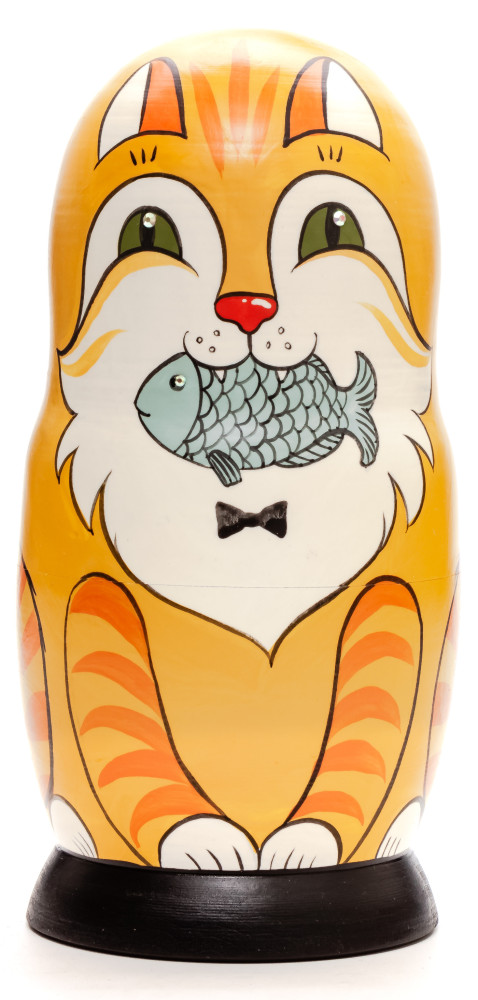 Shop Exclusive Nesting Dolls 160 mm Cat with a Fish hand painted Traditional Russian Wooden Matryoshka doll 5 pcs (by Igor Malyutin) online at Skazka.site | Eligible for fast shipping and free returns. 160 mm Cat with a Fish hand painted Traditional Russian Wooden Matryoshka doll 5 pcs (by Igor Malyutin)