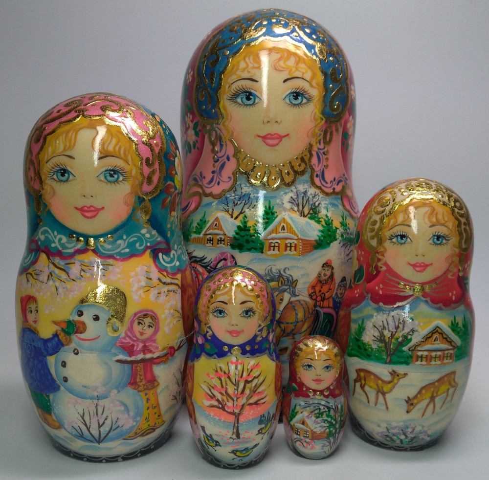 Shop Exclusive Nesting Dolls 170mm Russian Troika hand painted Matryoshka doll 5pcs online at Skazka.site | Eligible for fast shipping and free returns. 170mm Russian Troika hand painted Matryoshka doll 5pcs